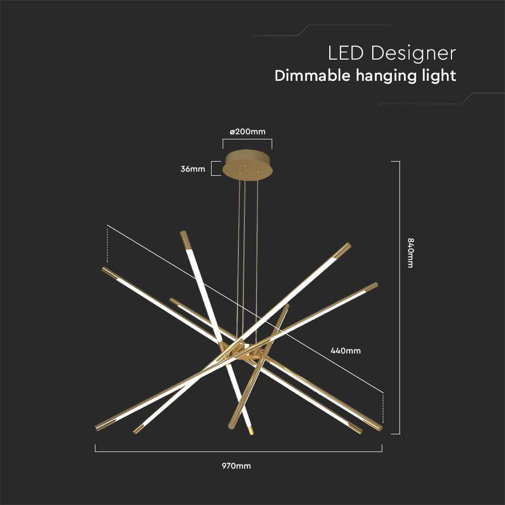 VT-7922 42W LED DECORATIVE HANGING LIGHT D:85xH31xH120CM 3000K GOLD BODY