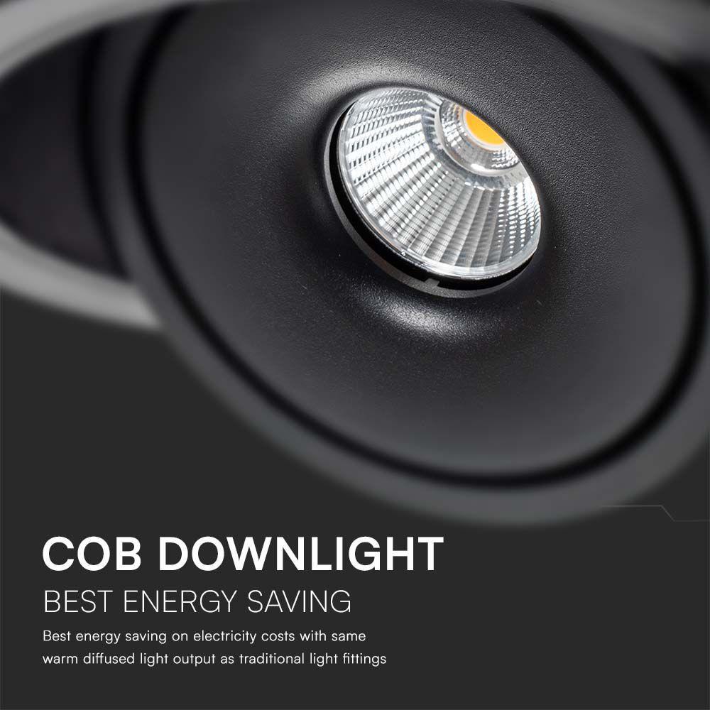 20W Oprawa COB Downlight LED, Barwa: 3w1, Obudowa: Czarna , VTAC, SKU 10580