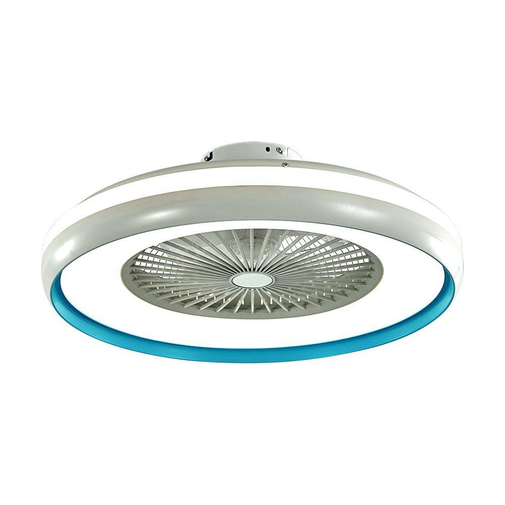 50W Lampa sufitowa LED z wentylatorem, Sterowanie RF, Barwa:3 w 1, Ring dekoracyjny: Niebieski, VTAC, SKU 7934