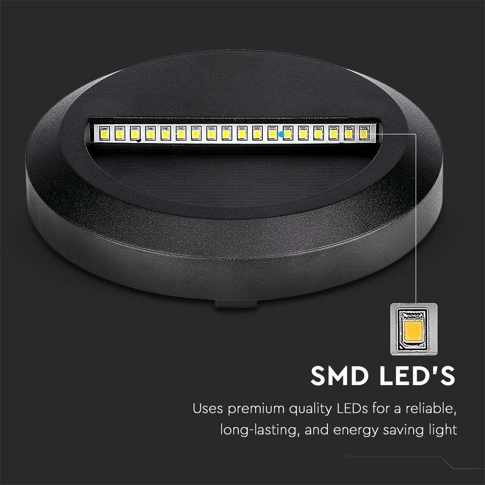 VT-1142 2W LED STEP LIGHT 3000K BLACK BODY ROUND