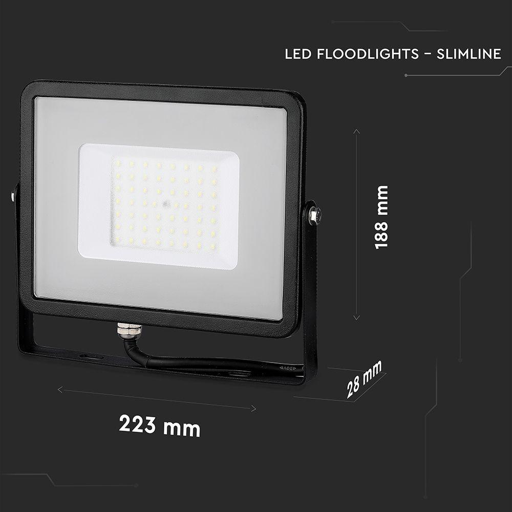 50W Naświetlacz LED, Przewód 1 [mb], Chip SAMSUNG, Barwa:4000K , Obudowa: Czarna, VTAC, SKU 2120014