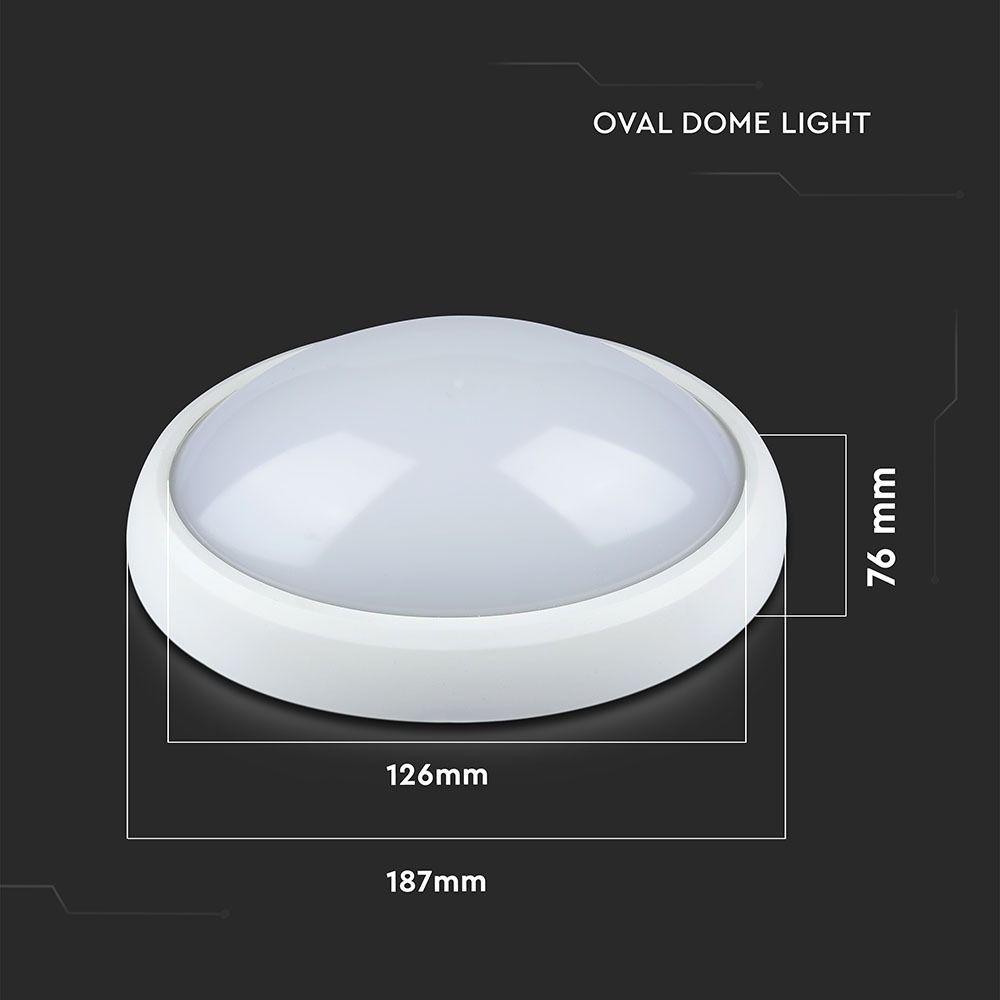 VT-8014 8W FULL OVAL IP54 DOME LIGHTS 3000K WHITE BODY