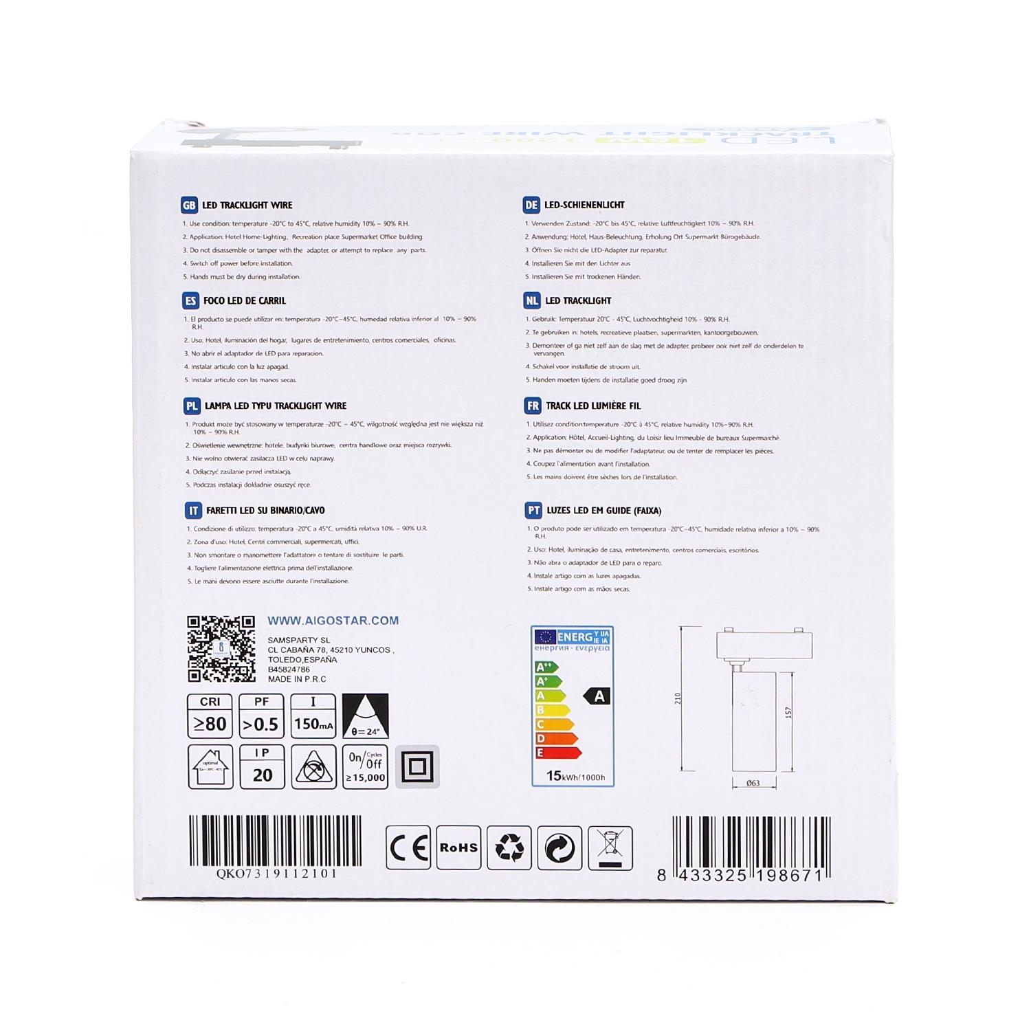 Światło dwutorowe LED, 15W, 6500K, 1200lm