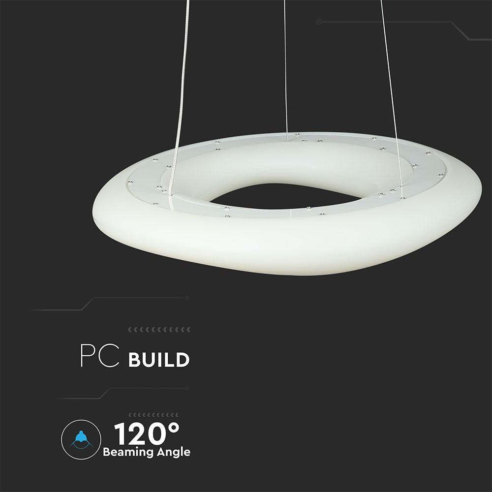 38W Lampa Wisząca, Okrągła, Ściemniana, Biały, VTAC, SKU 3959