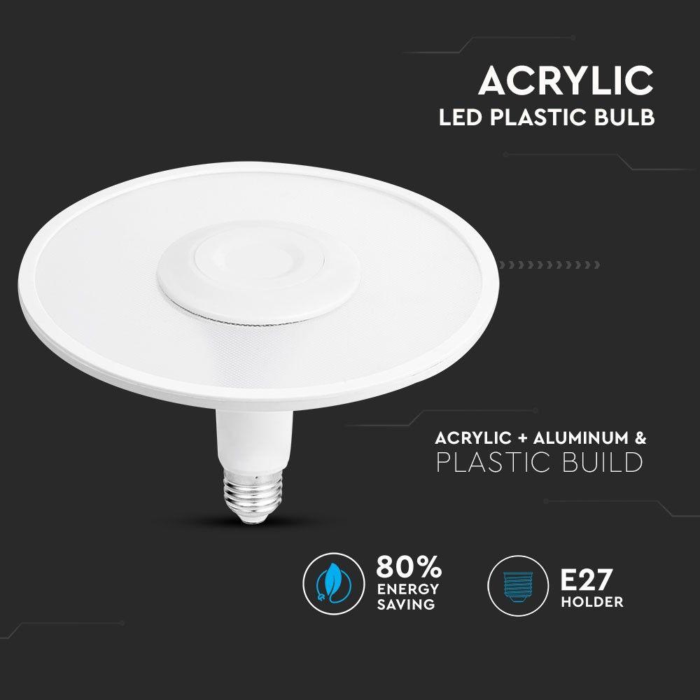 18W Żarówka LED UFO Akryl, Chip SAMSUNG, Barwa:6400K, Trzonek:E27, VTAC, SKU 2786