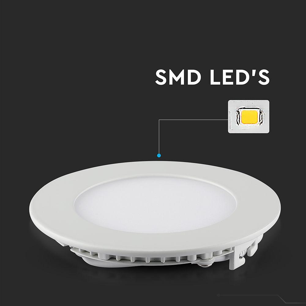 3W Panel LED, Barwa:3000K, Okrągła, VTAC, SKU 6292