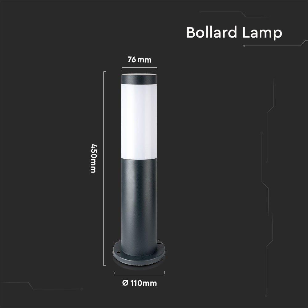 Lampa BOLLARD, Obudowa: Stal nierdzewna, Wysokość: 45cm, Gniazdo: E27, IP44, Kolor: Szary, VTAC, SKU 8959