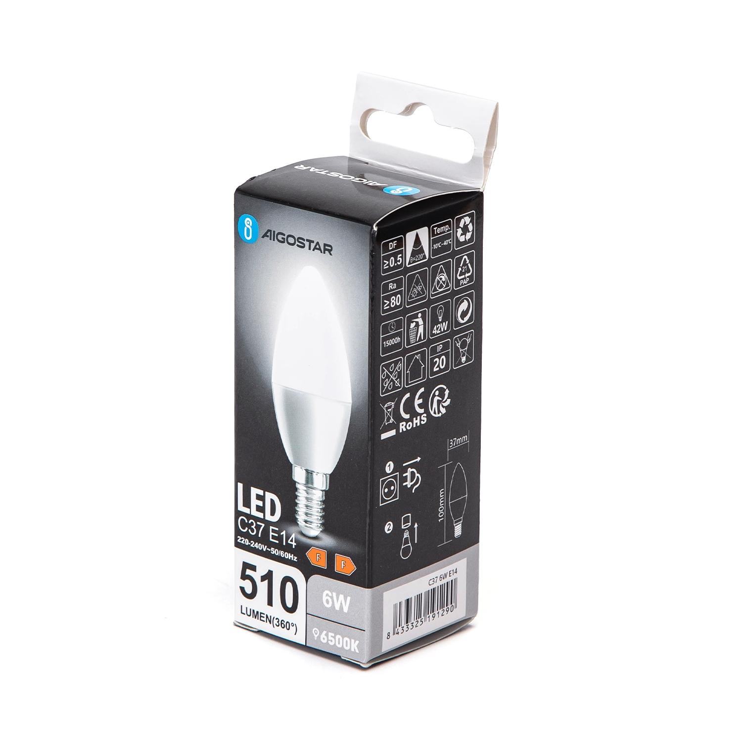 LED C37 E14 6W 6500K(6W,E14,6500K)