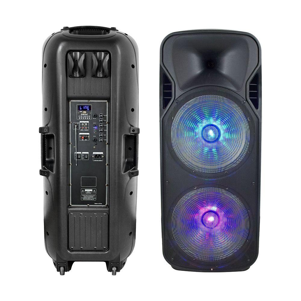 150W Przenośny głośnik karaoke bluetooth, gniazdo USB, slot na kartę micro SD/gniazdo AUX/2x Mikrofon/Podświetlenie LED(2*38 cm), VTAC, SKU 7733