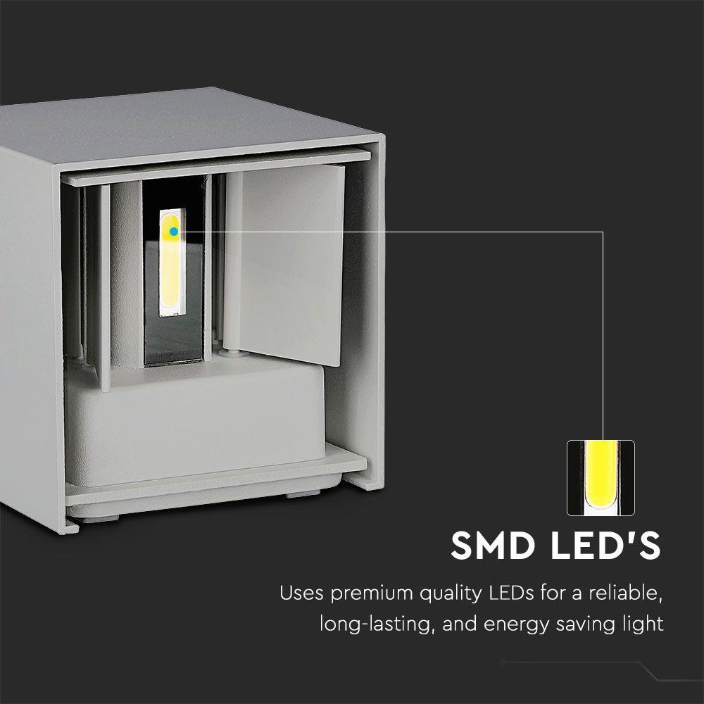 6W Kinkiet kwadrat LED, CHIP BRIDGELUX, Barwa:3000K, Szary, VTAC, SKU 217080