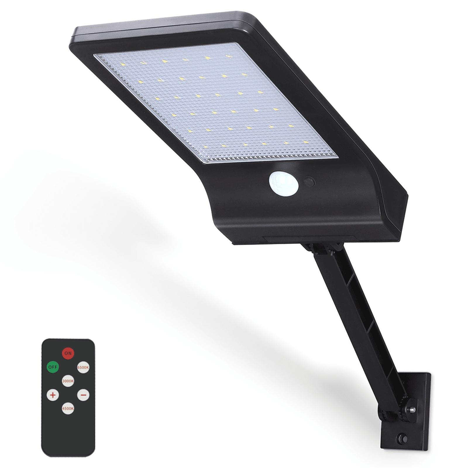 LED Solar Motion Sensor Wall Light Black 3000-6500K