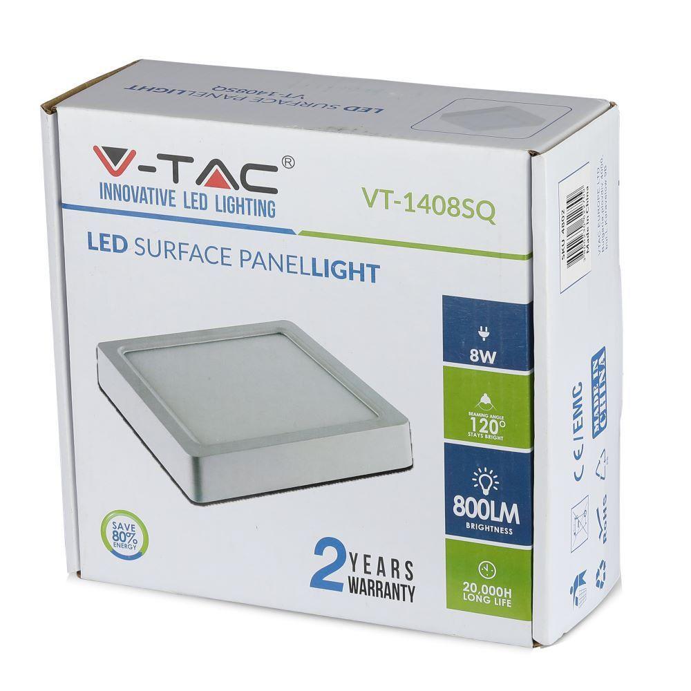 VT-1408 8W LED SURFACE PANELS 3000K SQUARE