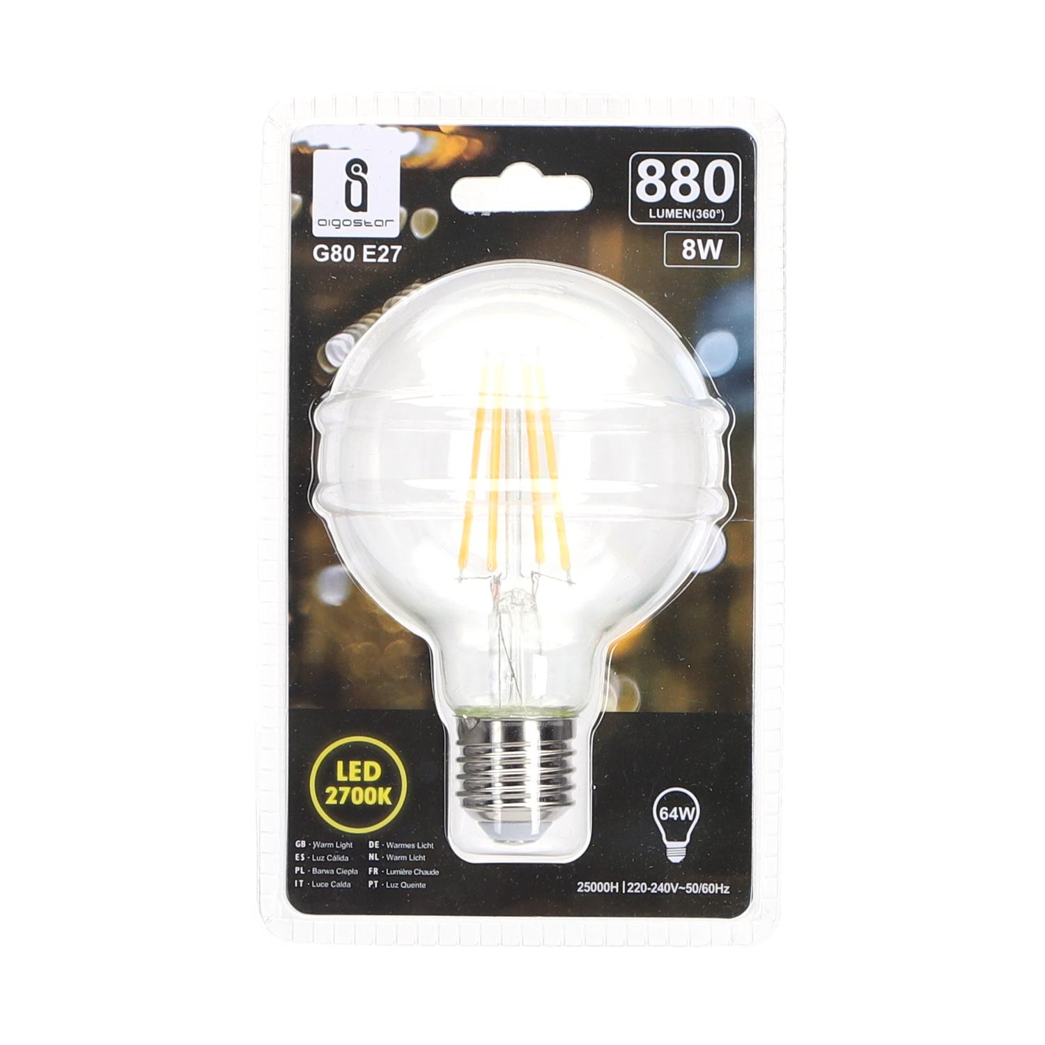 LED Filament Bulb (Clear) G80 E27 8W