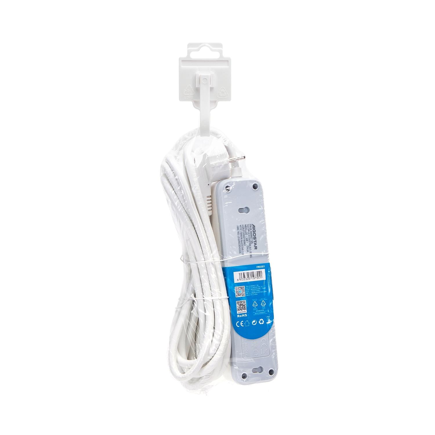 Power strips 3-way 5m H05VV-F 3G1.5m㎡ White and Gray