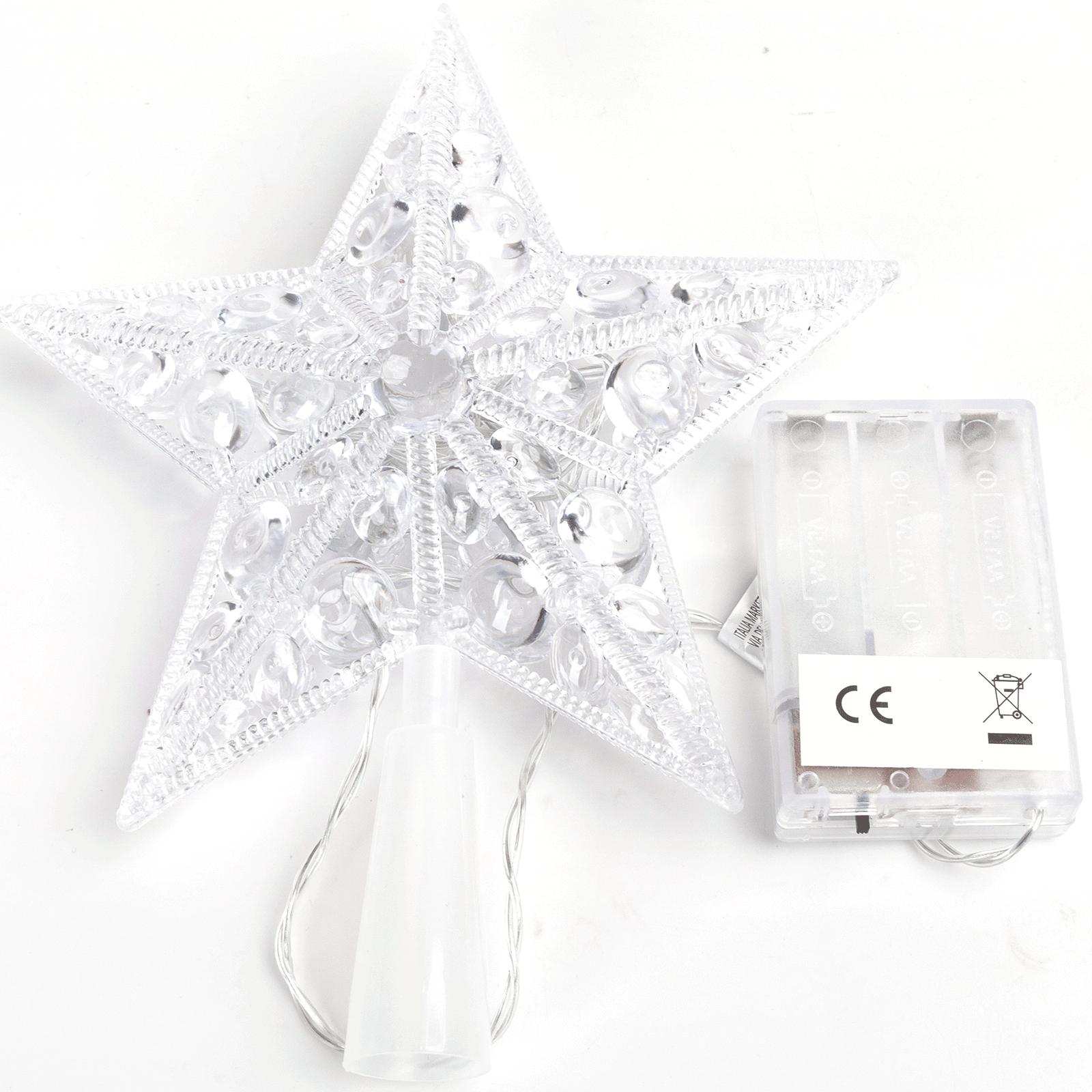 3AA Battery String Lights-21CM treetop star-Warm White-16LED-transparent wire-ON/OFF/blinkIP20