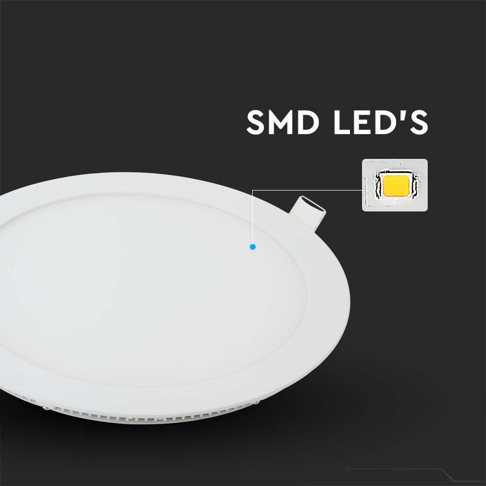 12W Panel LED, Barwa:6400K, Okrągła, VTAC, SKU 214859