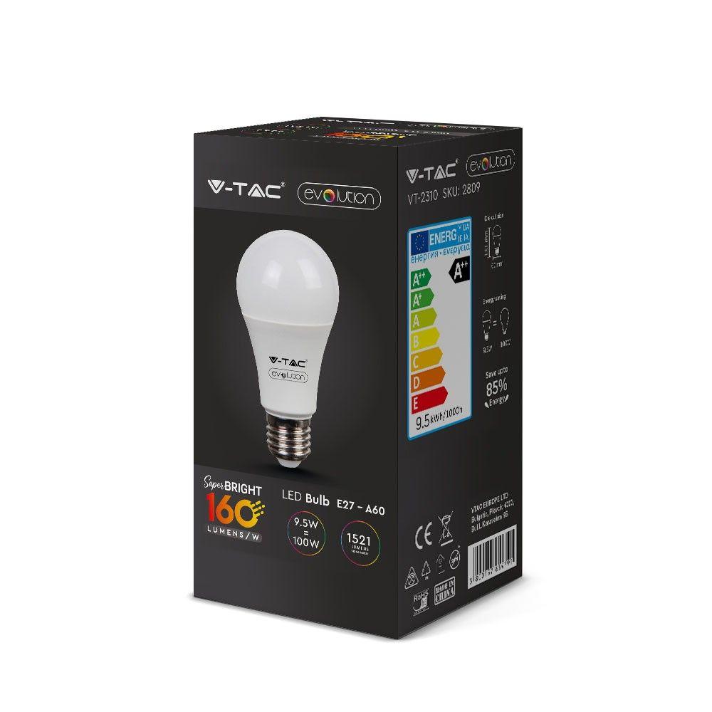 VT-2310 9.5W A60 LED PLASTIC BULB 6400K E27(160LM/WATT)