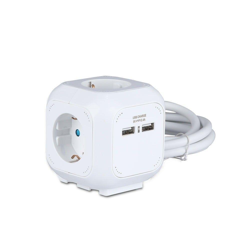 VT-1154-2 4WAYS SOCKET WITH USB(3G1.5MM2 X1.4M)