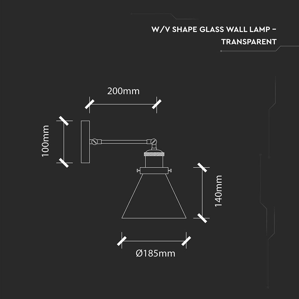 VT-7143 W/V SHAPE GLASS WALL LAMP -TRANSPARENT D:140