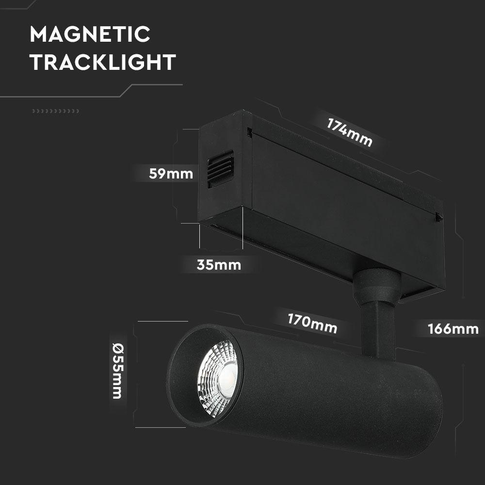 15W Lampa LED na szynoprzewód MAGNETIC, Barwa:4000K, Czarny, IP20, Zasilanie:24V , VTAC, SKU 7967