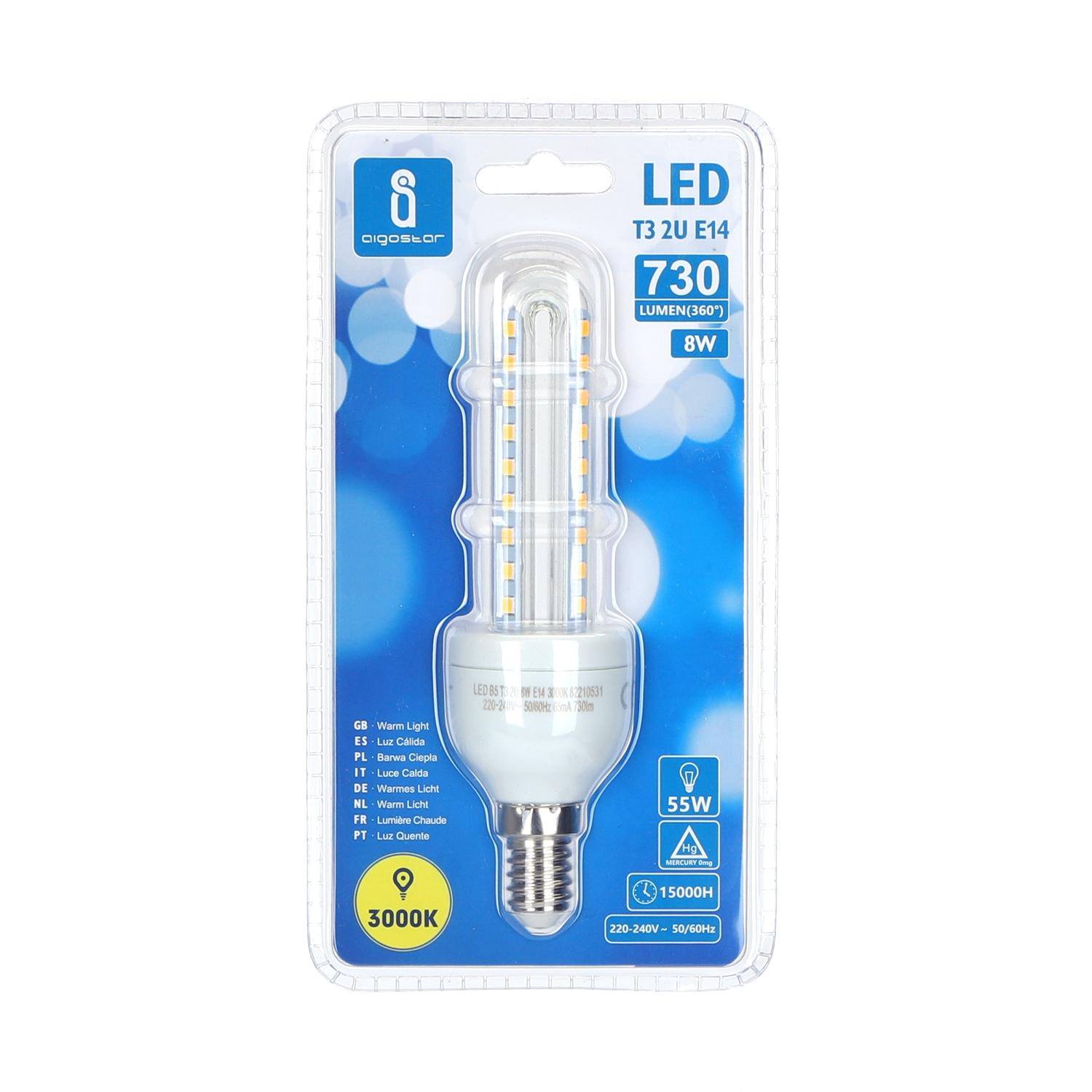 LED E14 8W U-tube