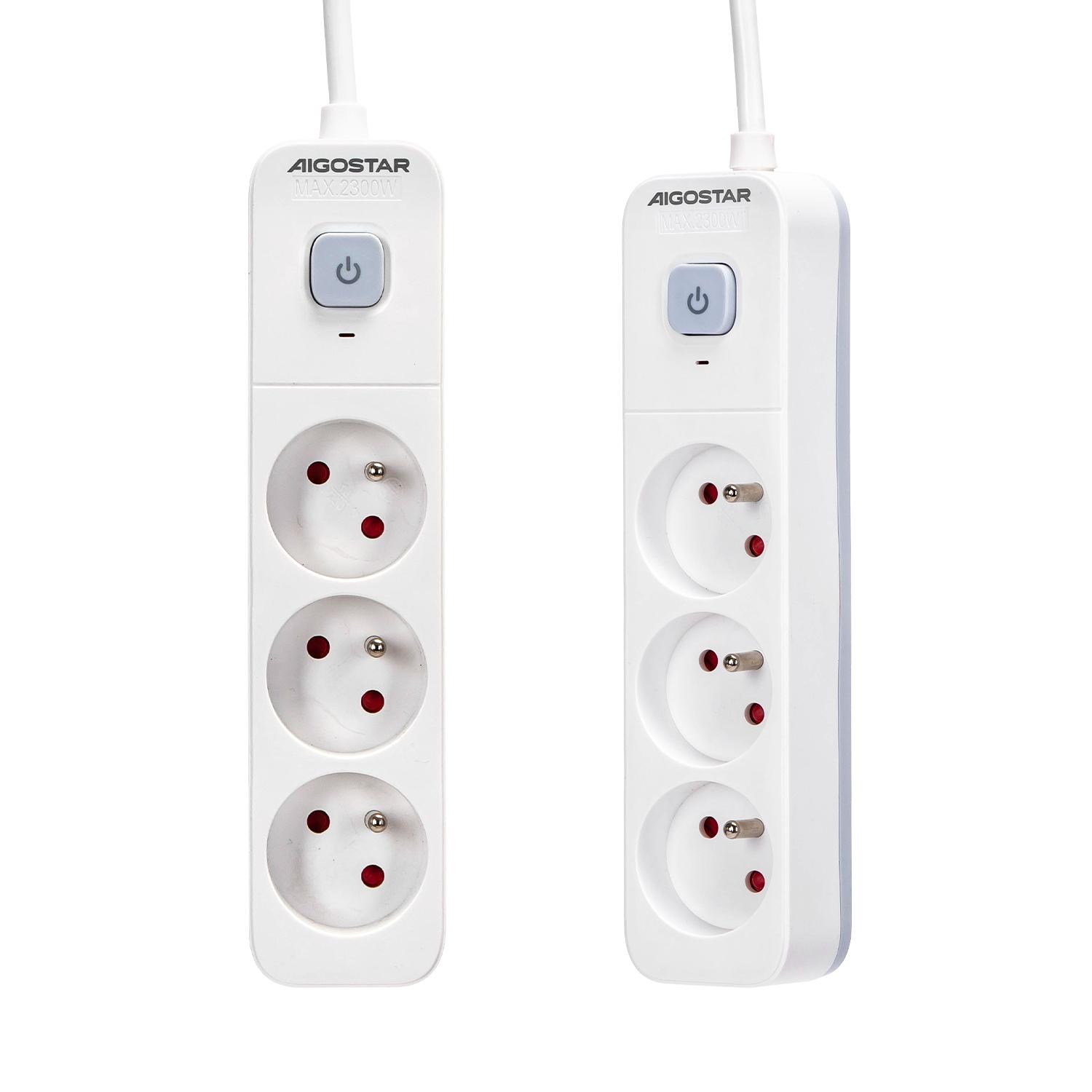 Power strips 3-way 5m H05VV-F 3G1.0m㎡ White and Gray