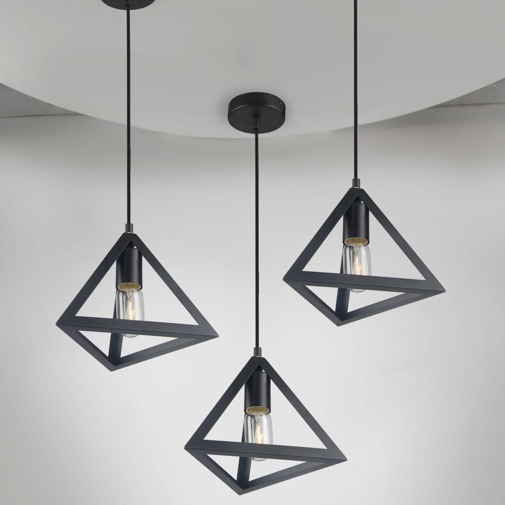 VT-7141 MATT BLACK PENDANT LIGHT WITH BLACK CANOPY-E27