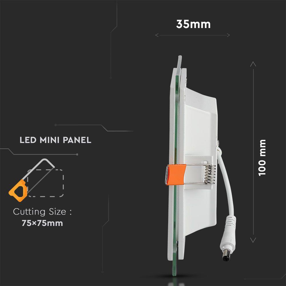 VT-602G 6W GLASS LED PANELS 6400K SQUARE