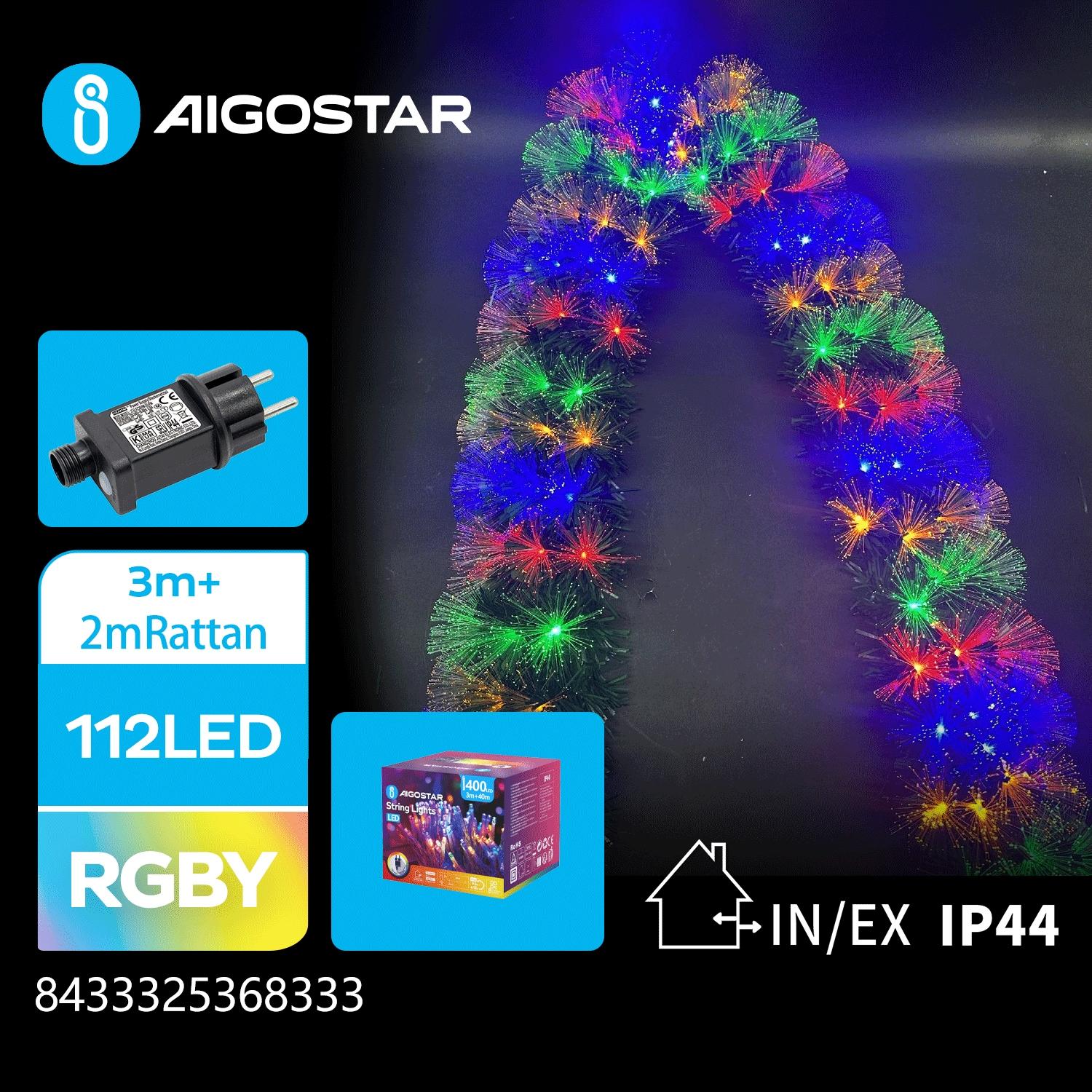 Christmas decorations-Low voltage adapter luminous fiber optic Rattan -2M-RGBY-8blink+time-IP44