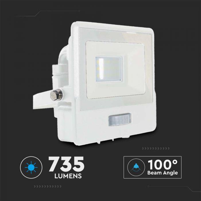 VT-118S 10W PIR SENSOR FLOODLIGHT SAMSUNG CHIP 4000K WHITE BODY