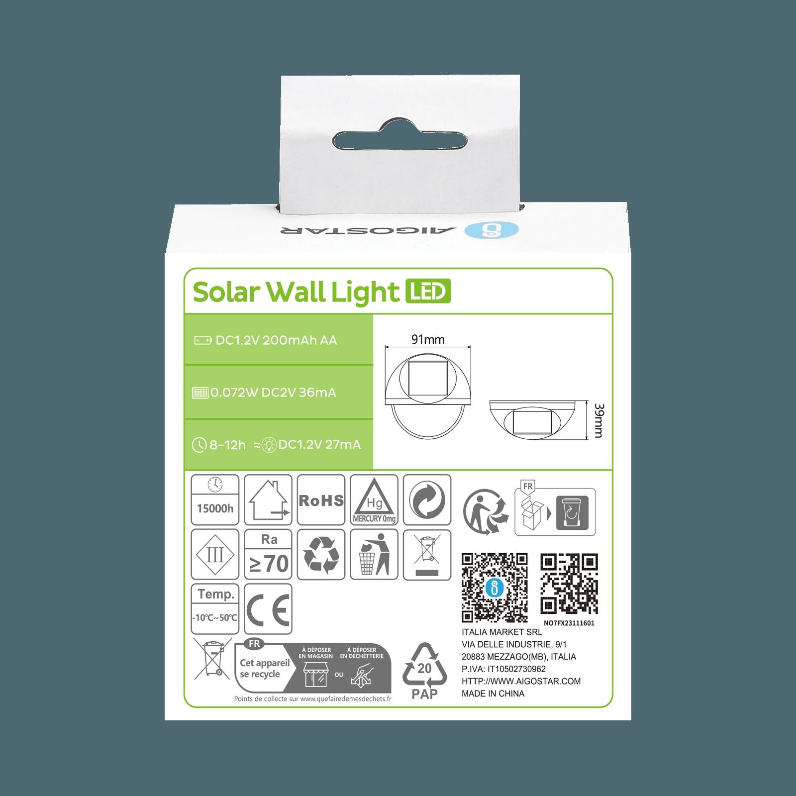 Solar wall lights 0.03W IP44