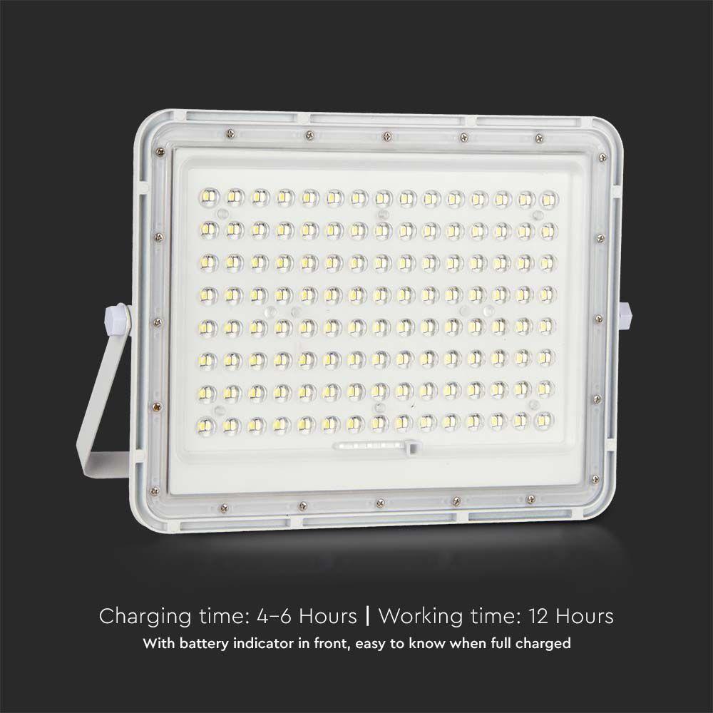 VT 180W LED SOLAR FLOODLIGHT 6400K 16000 mAh BATTERY 3M CABLE SMART IR REMOTE FAST CHARGE WHITE