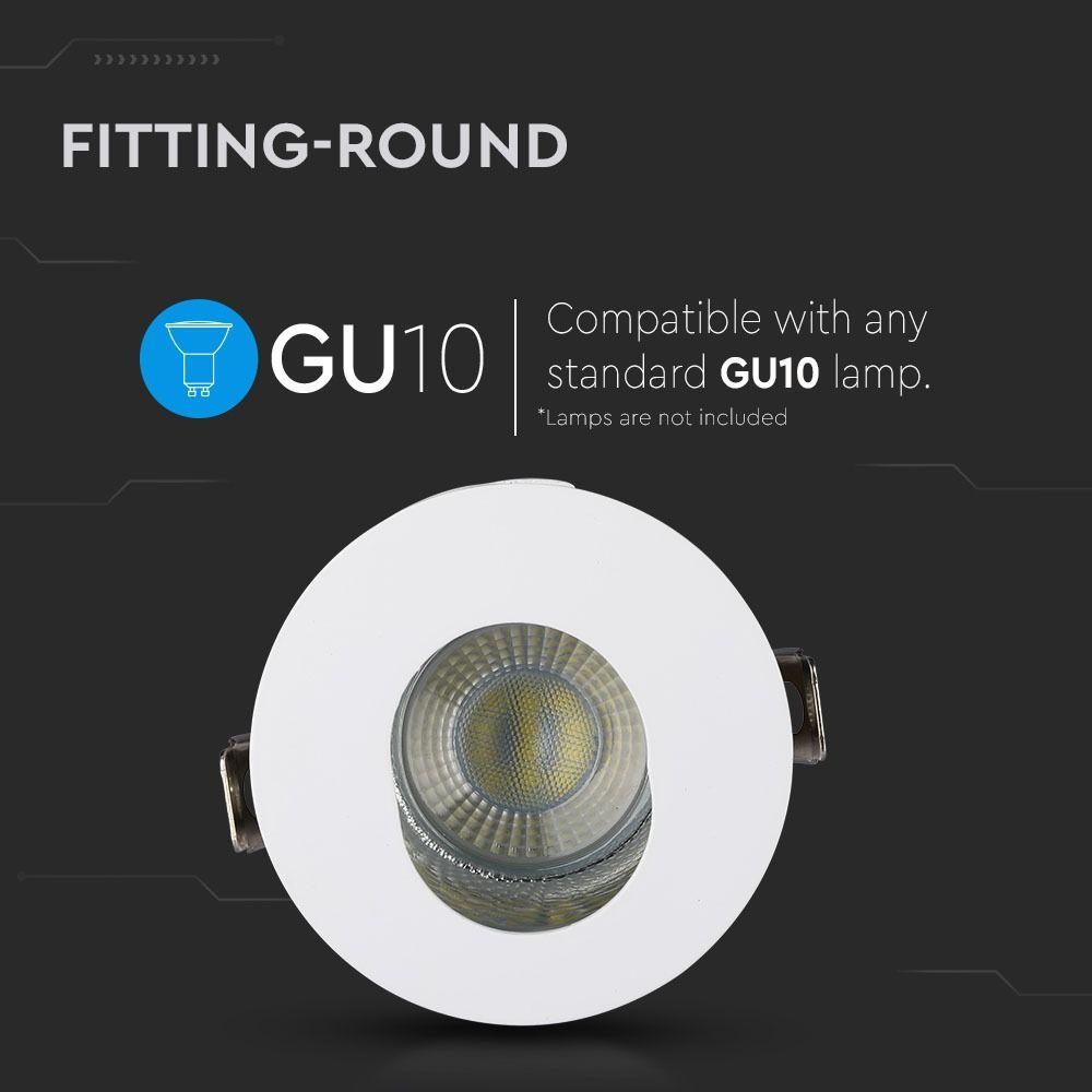 VT-874 GU10 FITTING ROUND-WHITE+CHROME