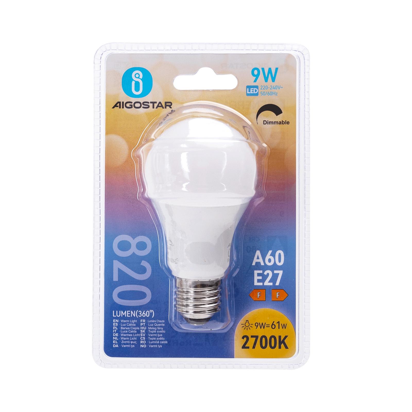 LED dimmable bulb A60 E27 9W 2700K