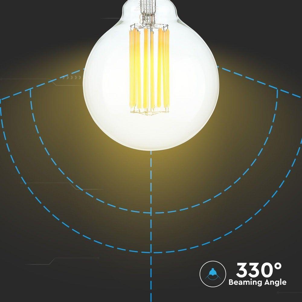 18W G95 Żarówka LED Filament, Barwa:3000K, Skuteczność: 135lm/W, Trzonek:E27 , VTAC, SKU 2803