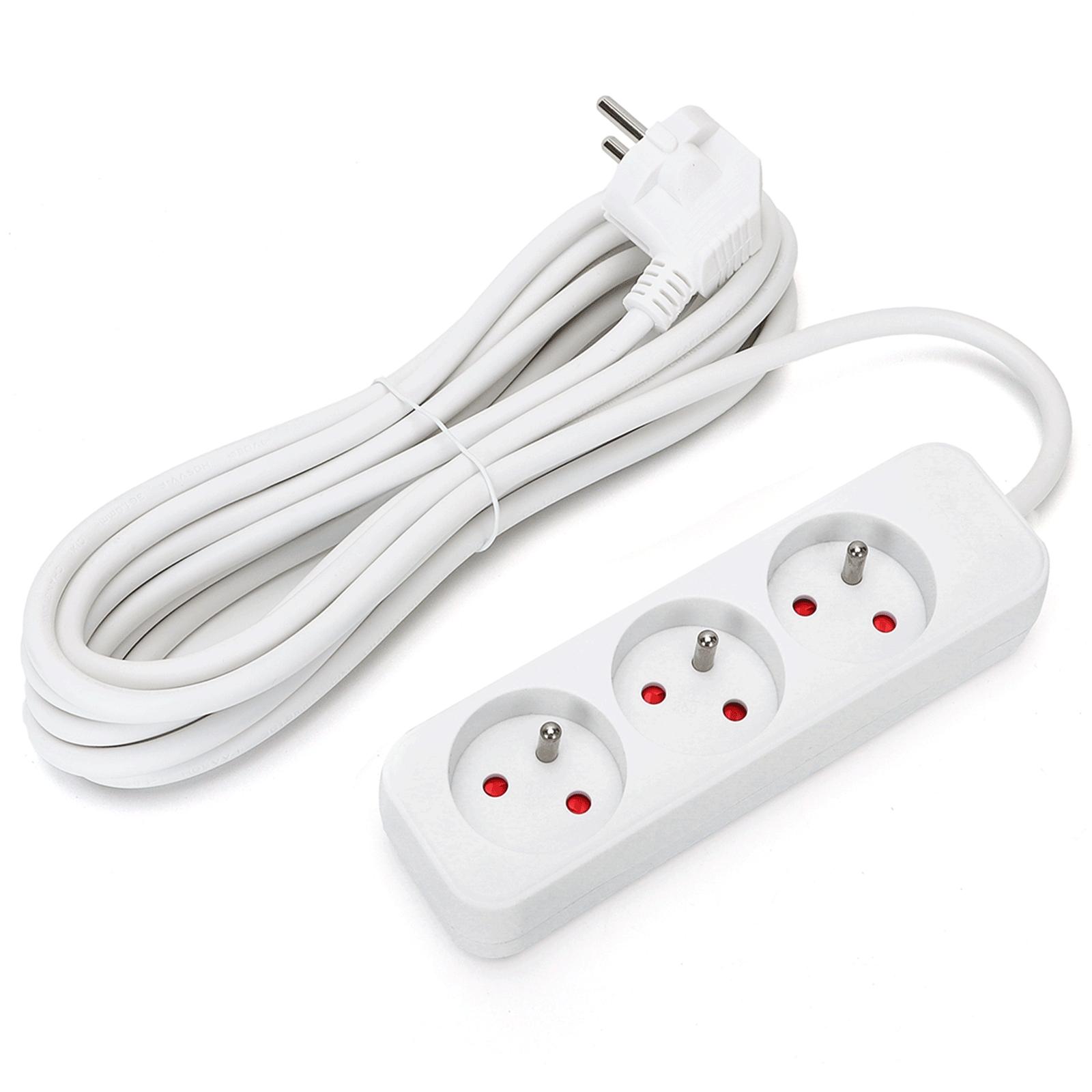 Power strips 3-way 5m H05VV-F 3G1.0m㎡ White