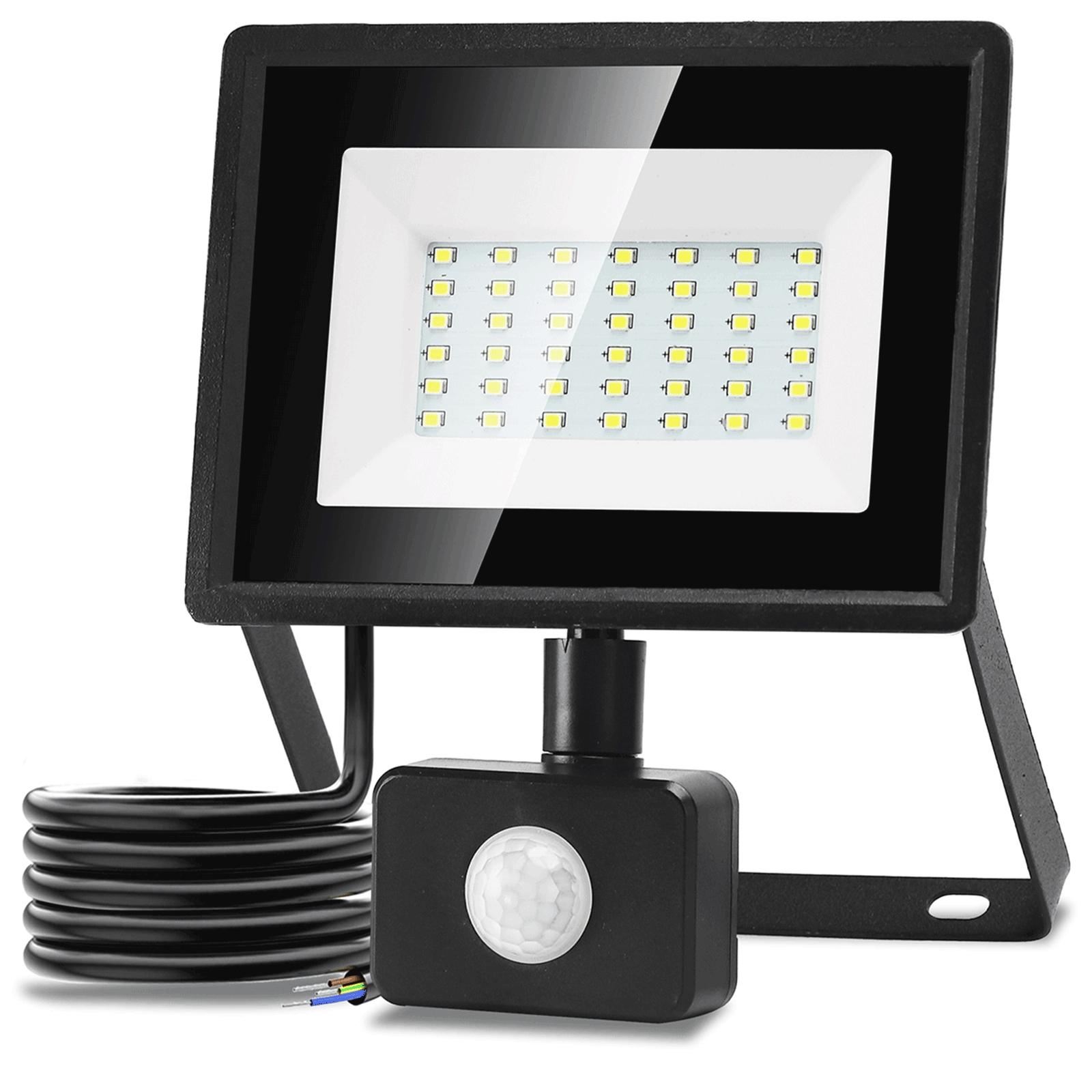 LED Motion Sensor Floodlight Black 30W (Die-casting)