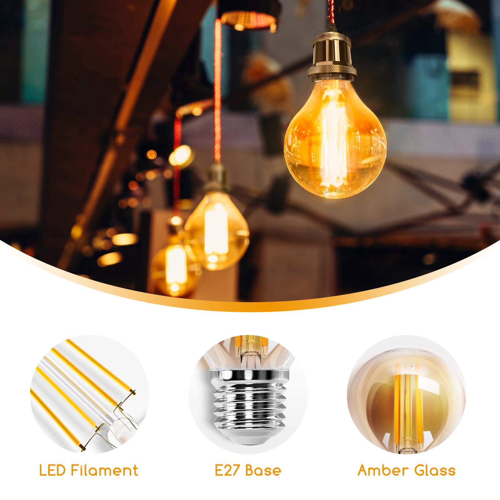 LED Filament Bulb (Amber) G45 E27 6W