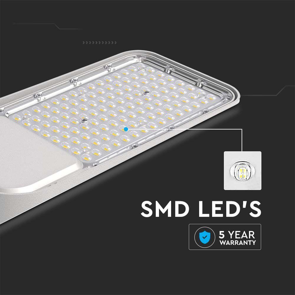 100W Lampa uliczna LED z regulowanym uchwytem, Chip SAMSUNG, Barwa:6500K, Obudowa: Szara , VTAC, SKU 20427