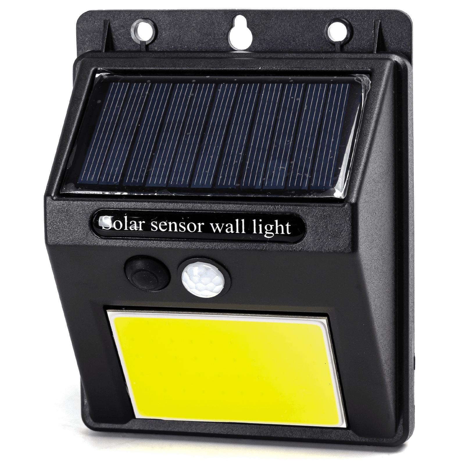 LED Solar Motion Sensor Wall Light COB Black 6500K