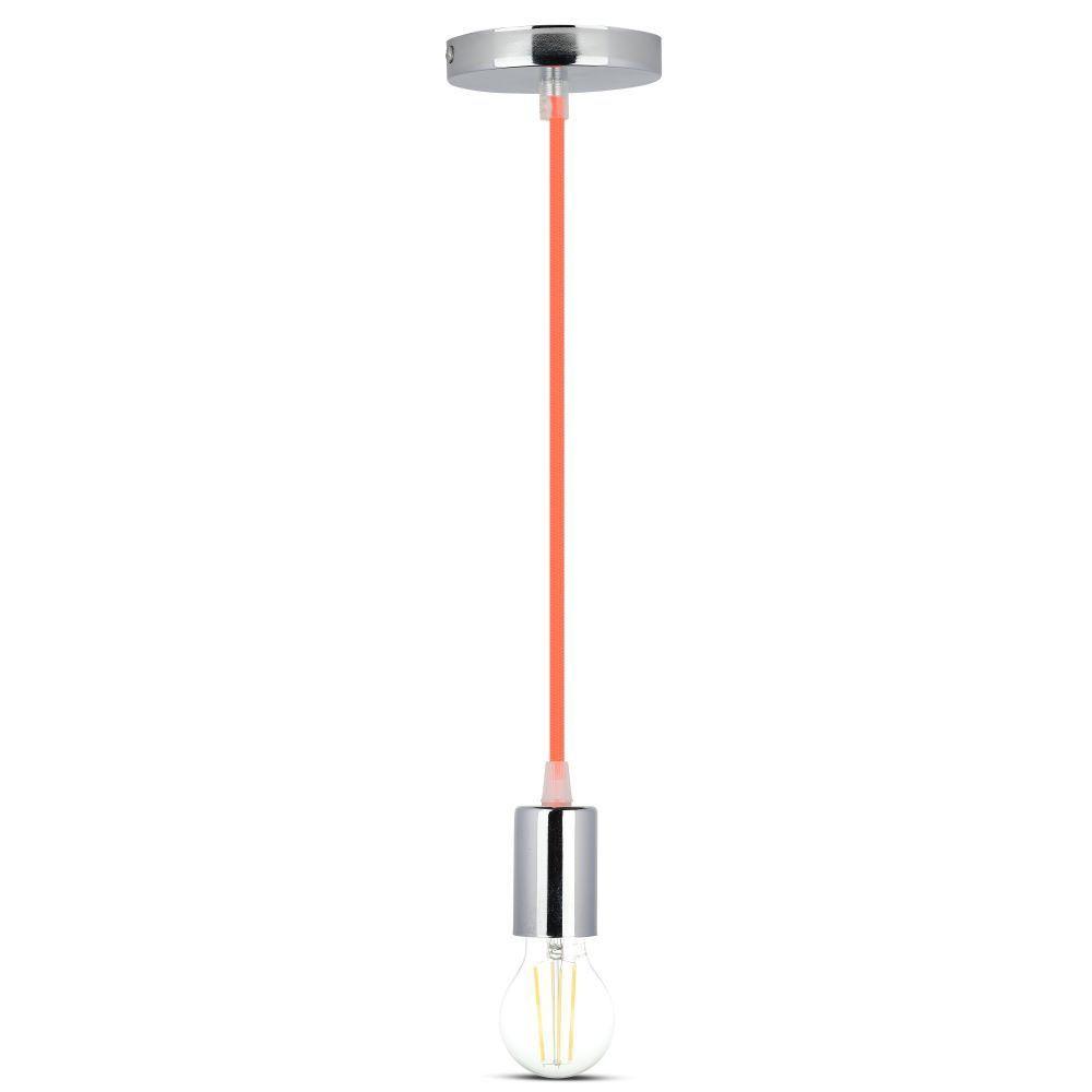 Lampa wisząca, oprawka chrom + przewód Pomarańczowy, VTAC, SKU 3788