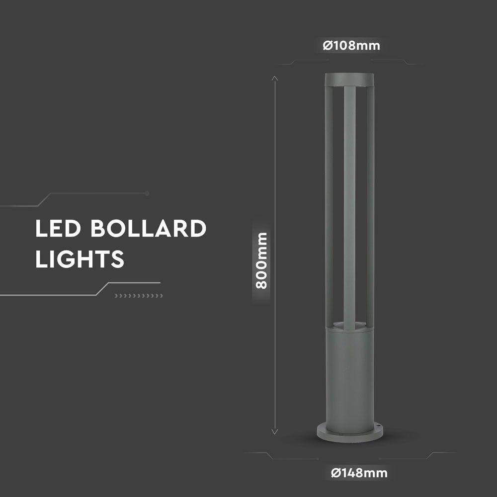 VT-820 10W LED BOLLARD LIGHT 3000K GREY BODY 80CM HEIGHT