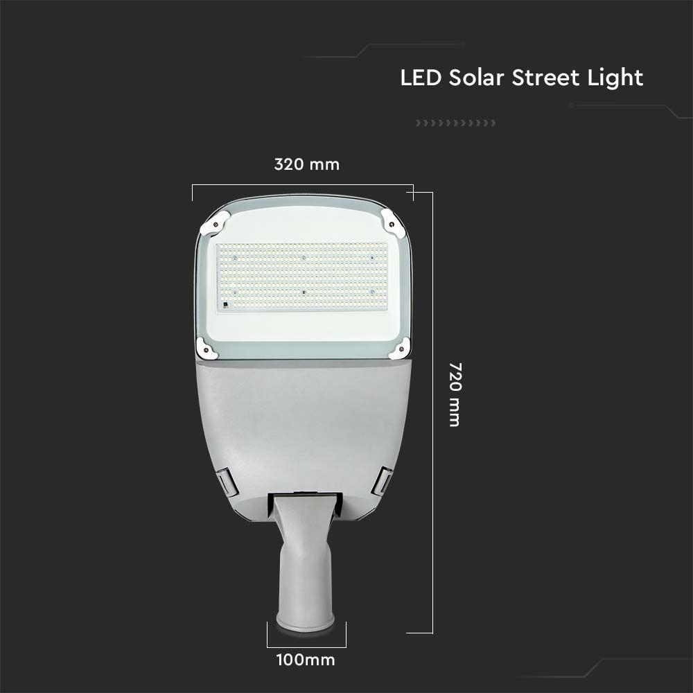 50W Lampa uliczna solarna, Barwa:6000K, Obudowa: Srebrna, VTAC, SKU 20341