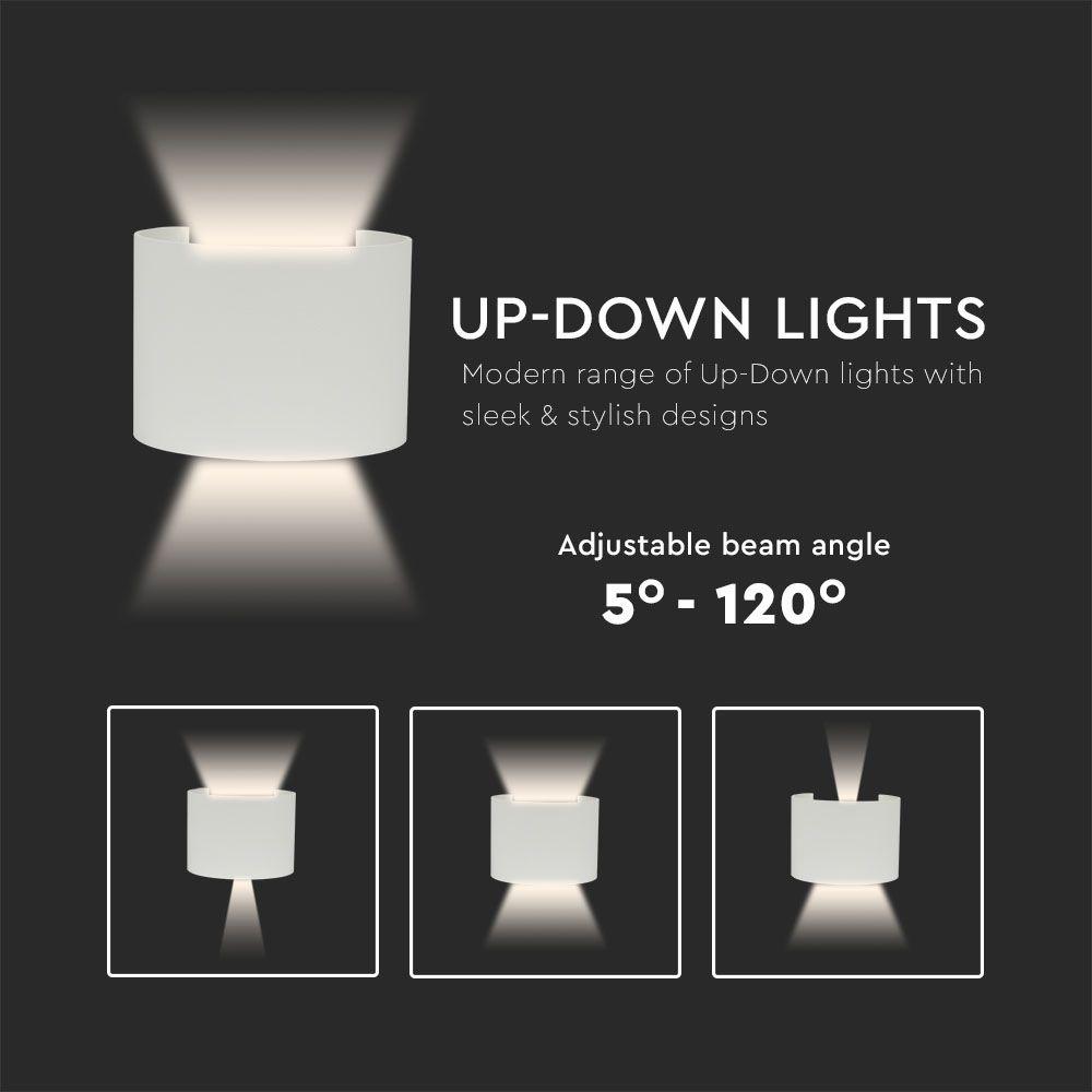 VT-756 6W LED UP-DOWN WALL LIGHT WITH BRIDGELUX CHIP 3000k WHITE ROUND