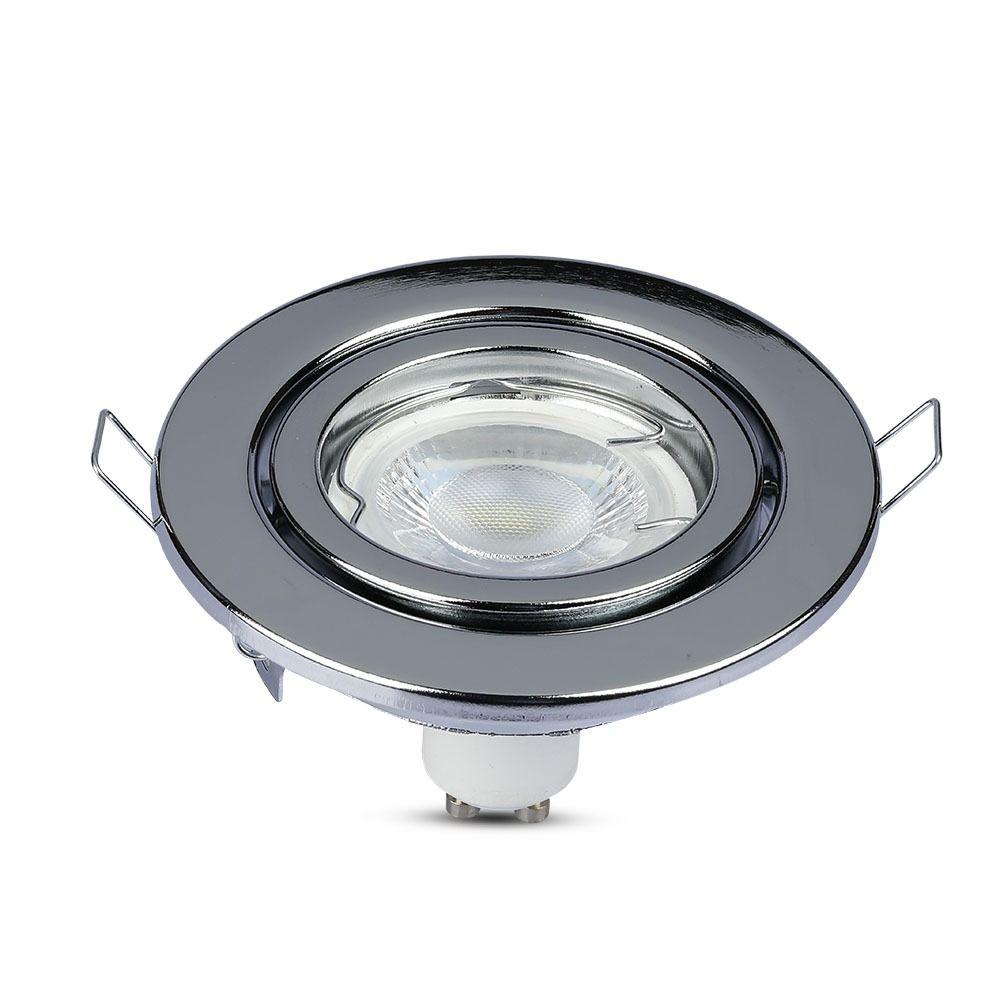 VT-7227 GU10 HOUSING ROUND-STAINLESS STEEL WITH CHROME FINISH