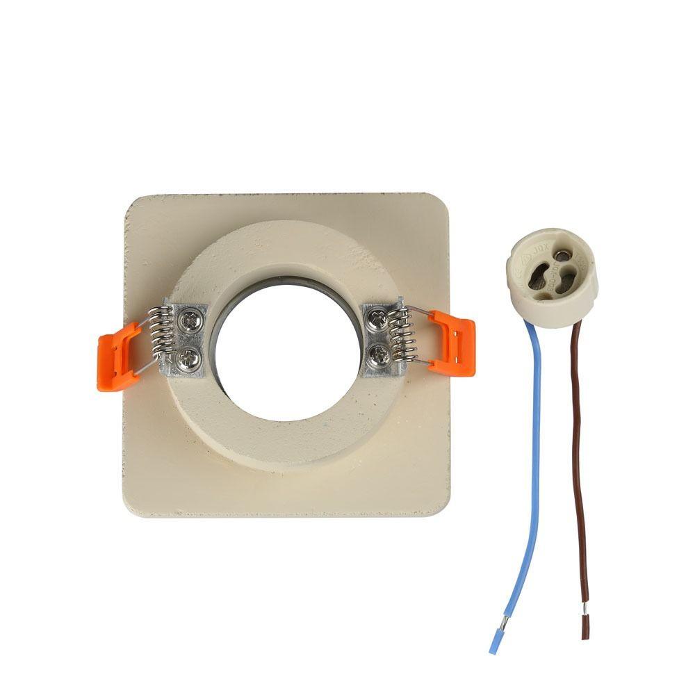 VT-862 GU10 OFF WHITE CONCRETE (RECESSED) FITTING WITH CHROME BOTTOM -SQUARE