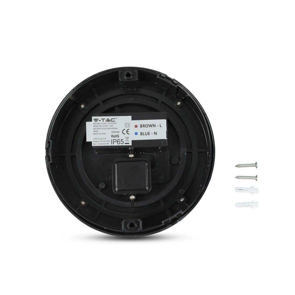 VT-827 12W LED WALL LIGHT 4000K,BLACK -ROUND