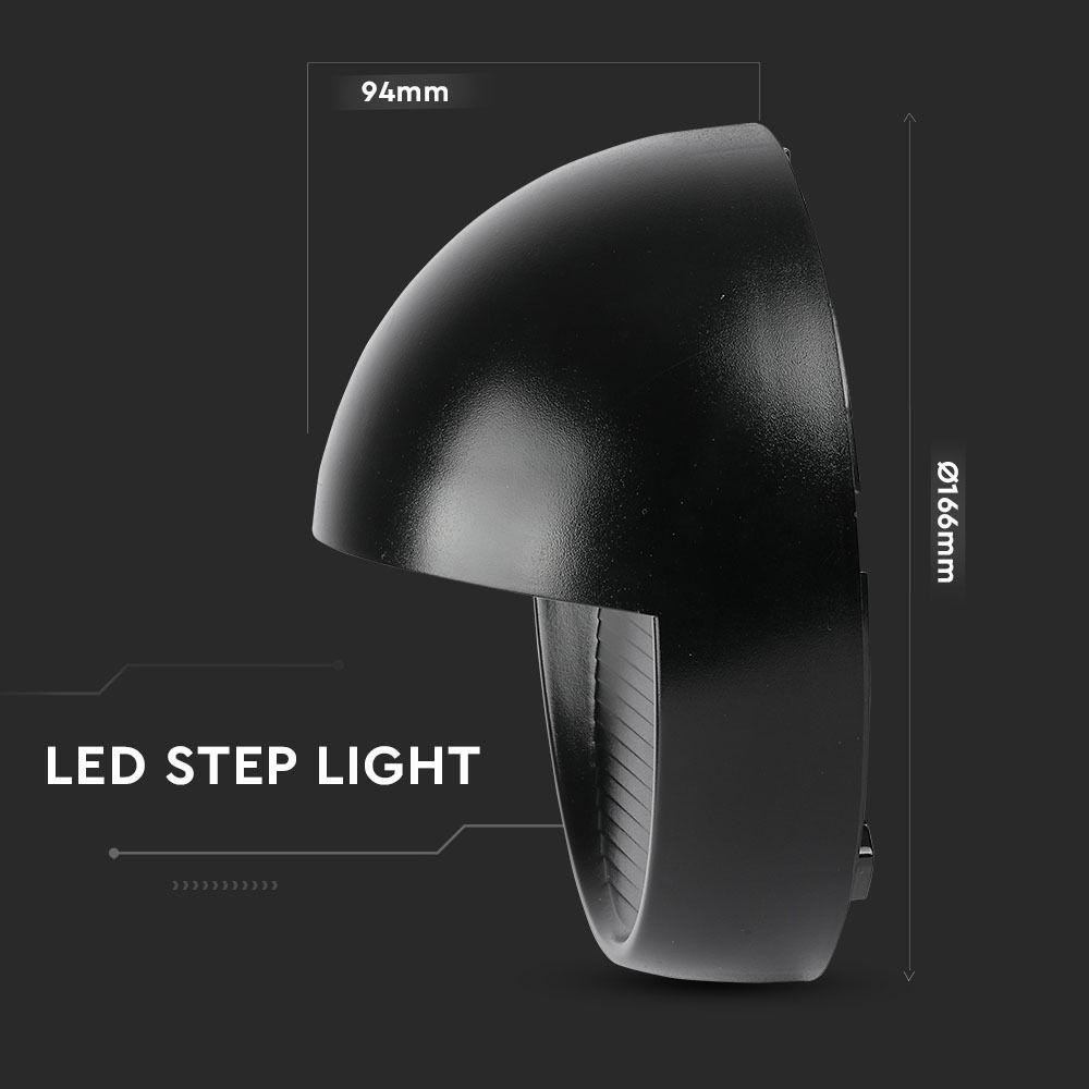 VT-1182 3W LED STEP LIGHT 3000K BLACK BODY ROUND