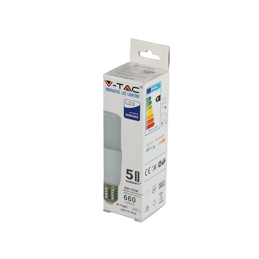 VT-237 8W T37 PLASTIC BULB-SAMSUNG CHIP 3000K E27