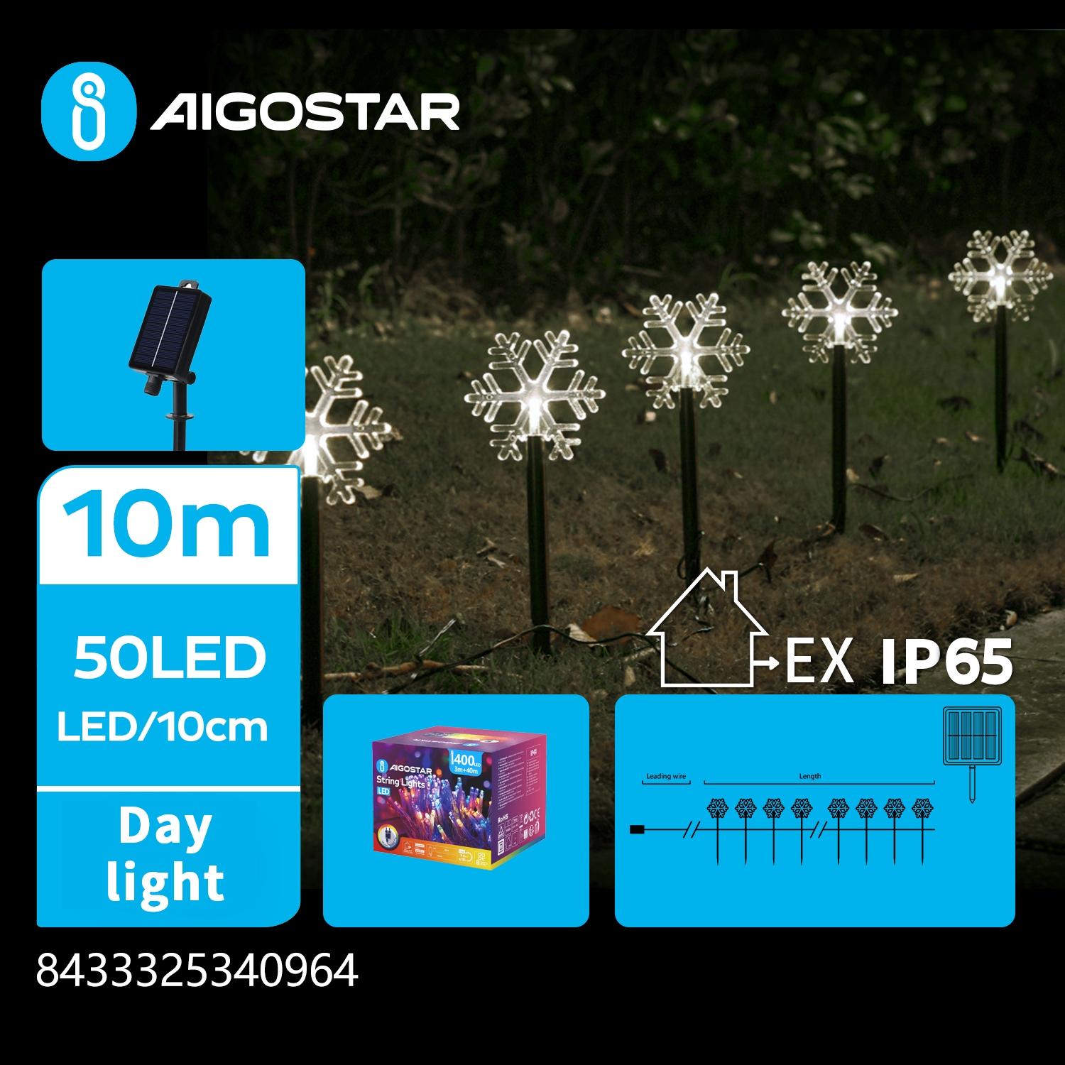 Solar snowflake ground-inserted light, white light, 1m